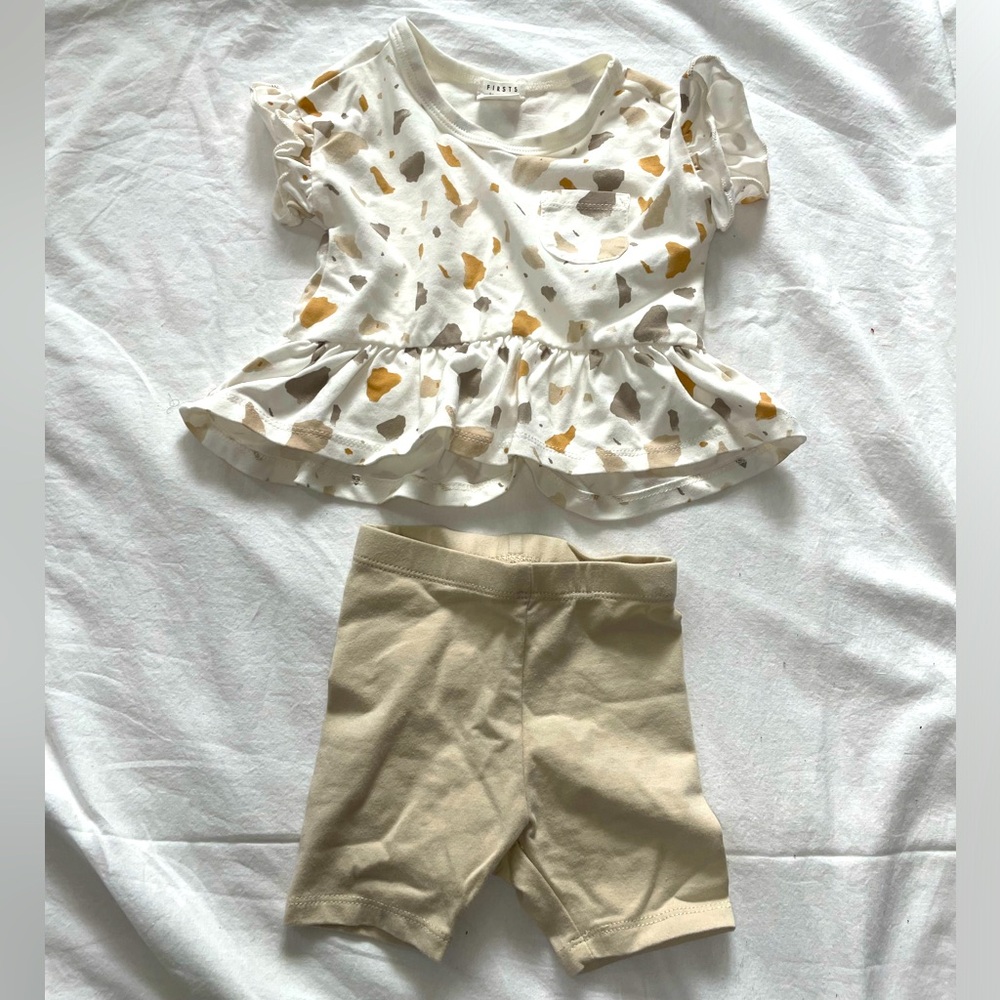 Petit Lem Firsts Baby Ruffle Top and Shorts Set 6 Months
